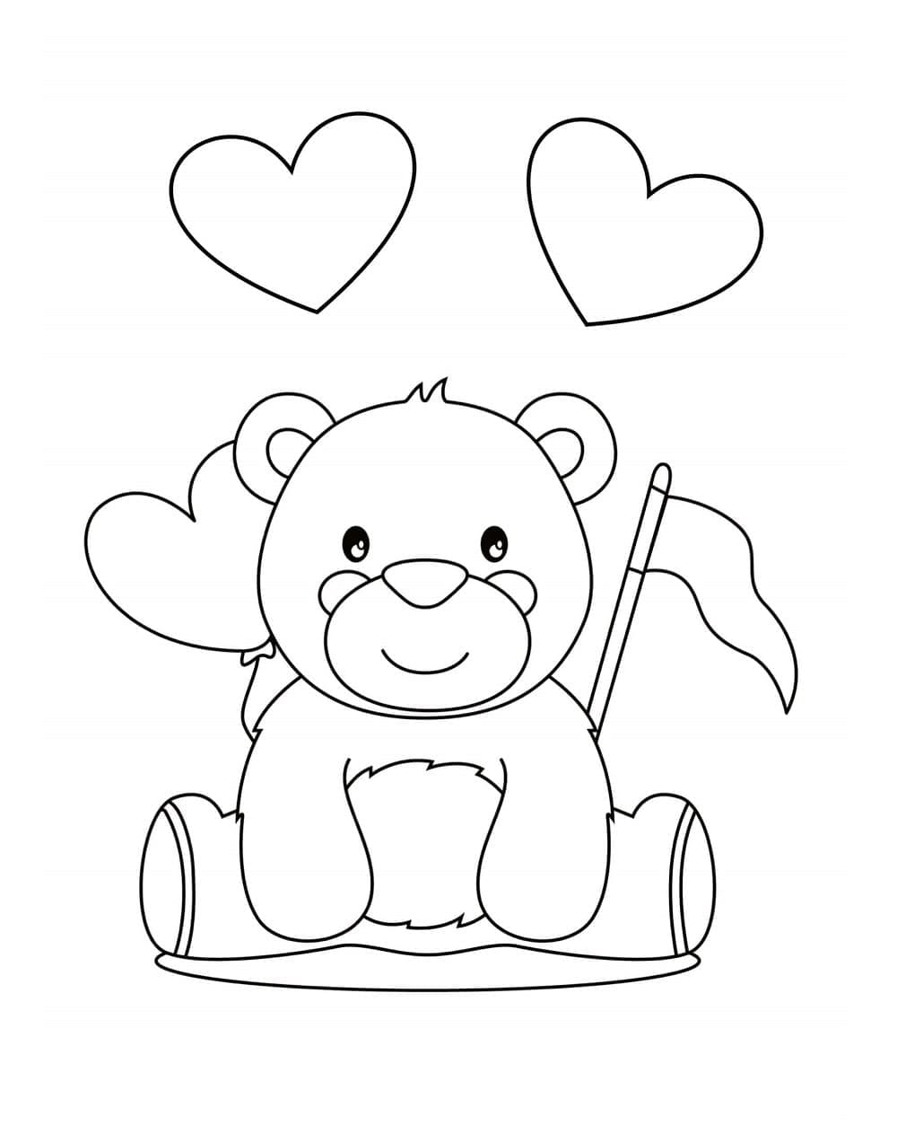 Printable Adorable Teddy Bear Coloring Page