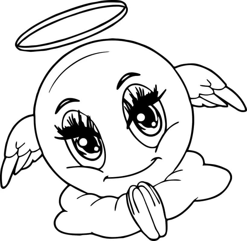 Printable Angel Emoji Coloring Page