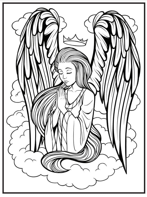 Printable Angel Tattoo Coloring Page
