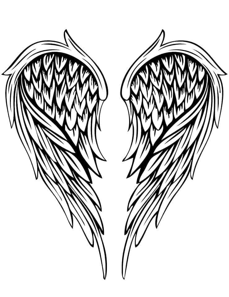 Printable Angel Wings Tattoo Coloring Page