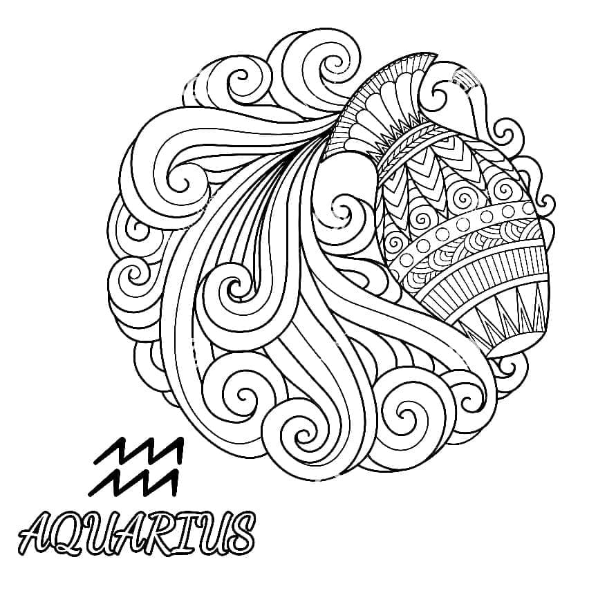 Printable Aquarius For Adult Coloring Page