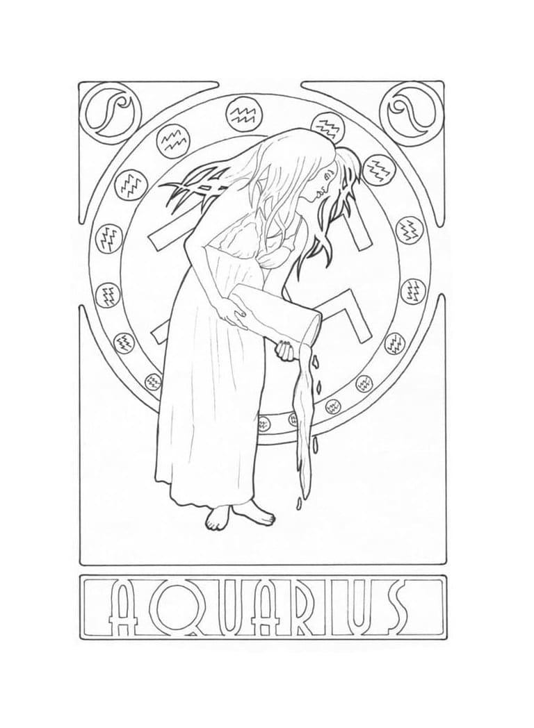 Printable Aquarius Sheet For Free Coloring Page