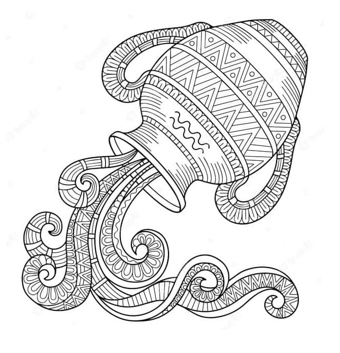 Printable Aquarius for Adults Coloring Page