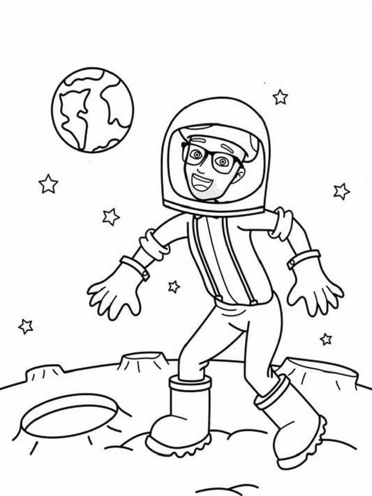 Printable Astronaut Blippi Coloring Page