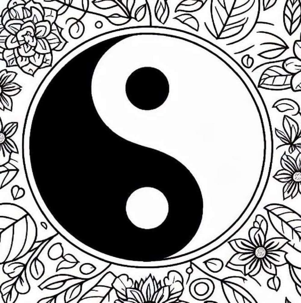 Printable Basic Yin Yang Coloring Page