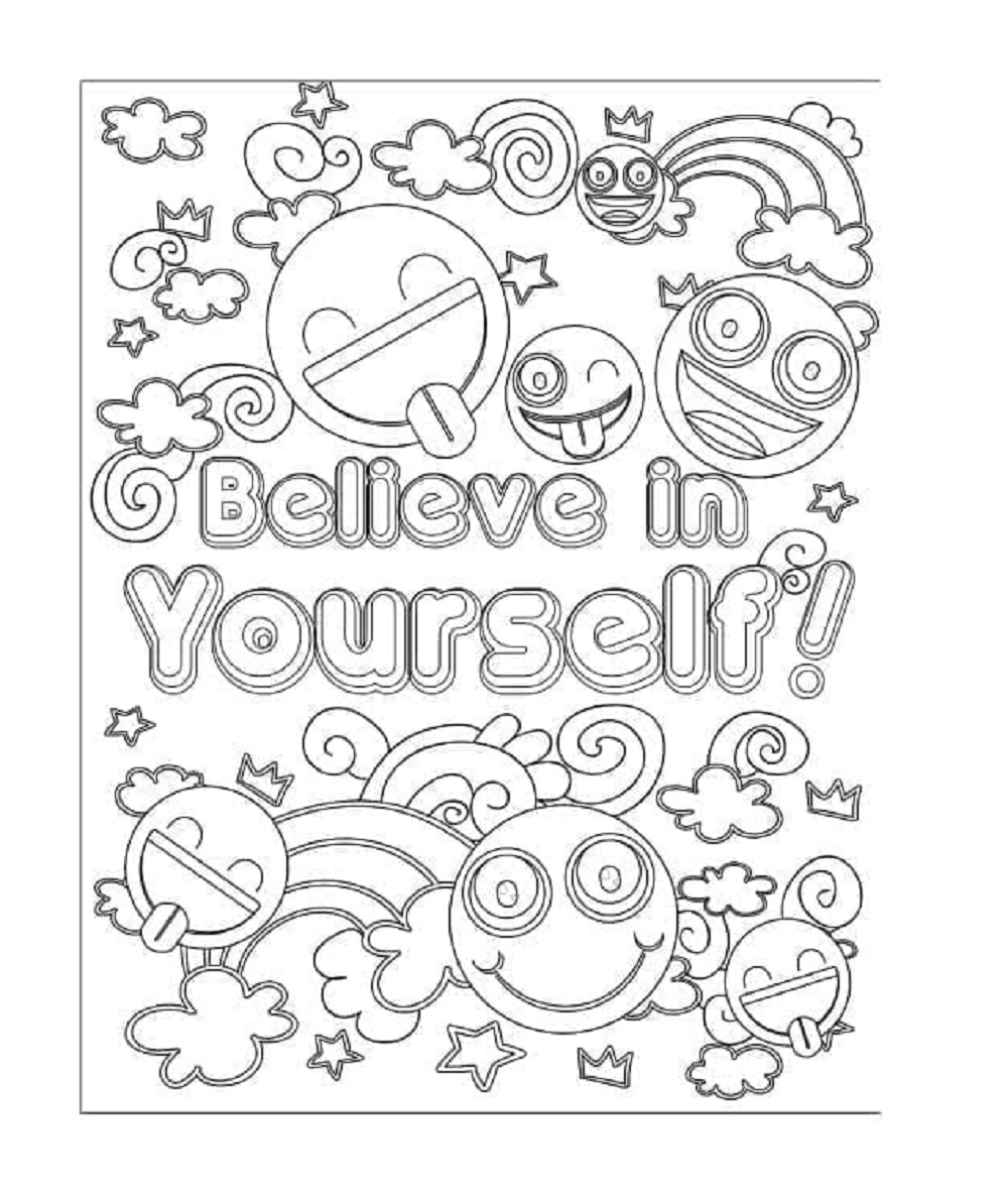 Printable Believe In Yourself Emojis Coloring page