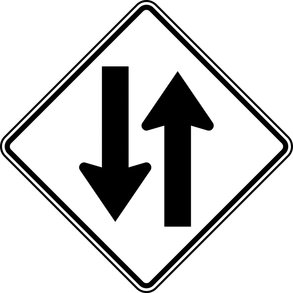Printable Black Border Two Way Traffic Sign