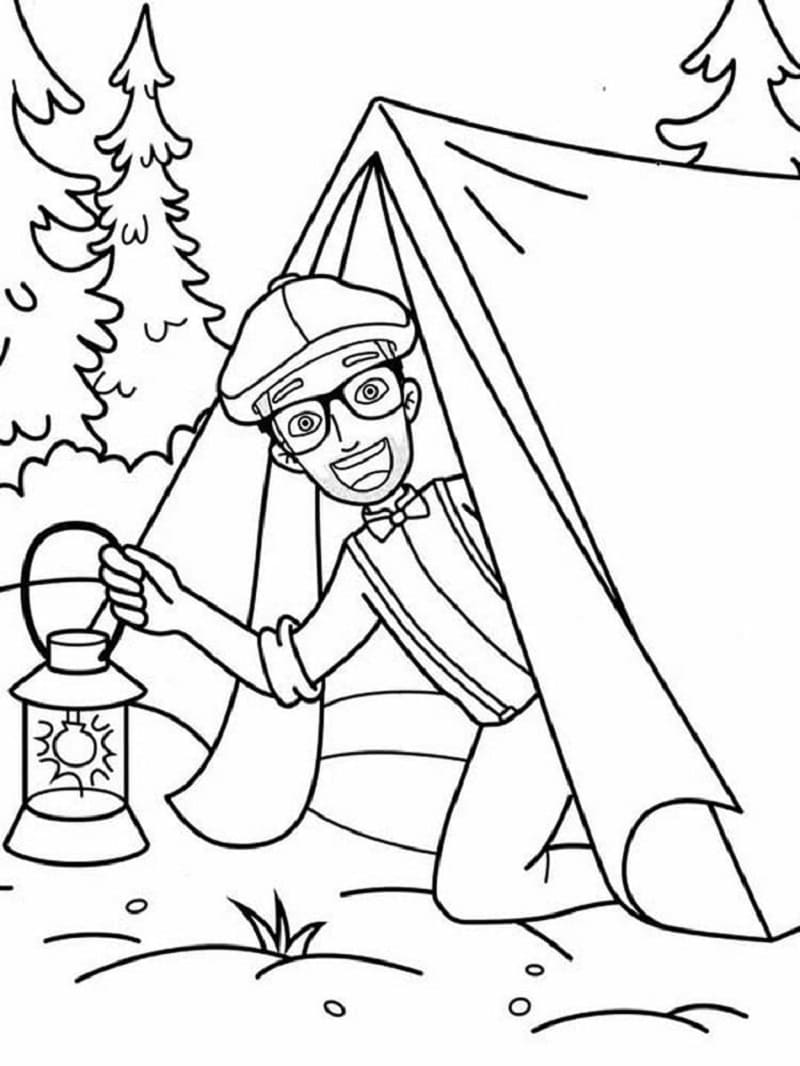 Printable Blippi Camping Coloring Page