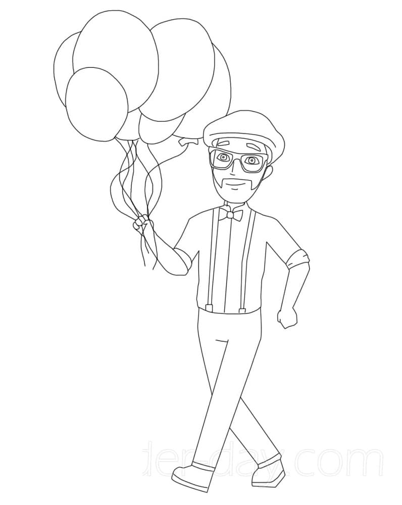 Printable Blippi and Balloons Coloring Page