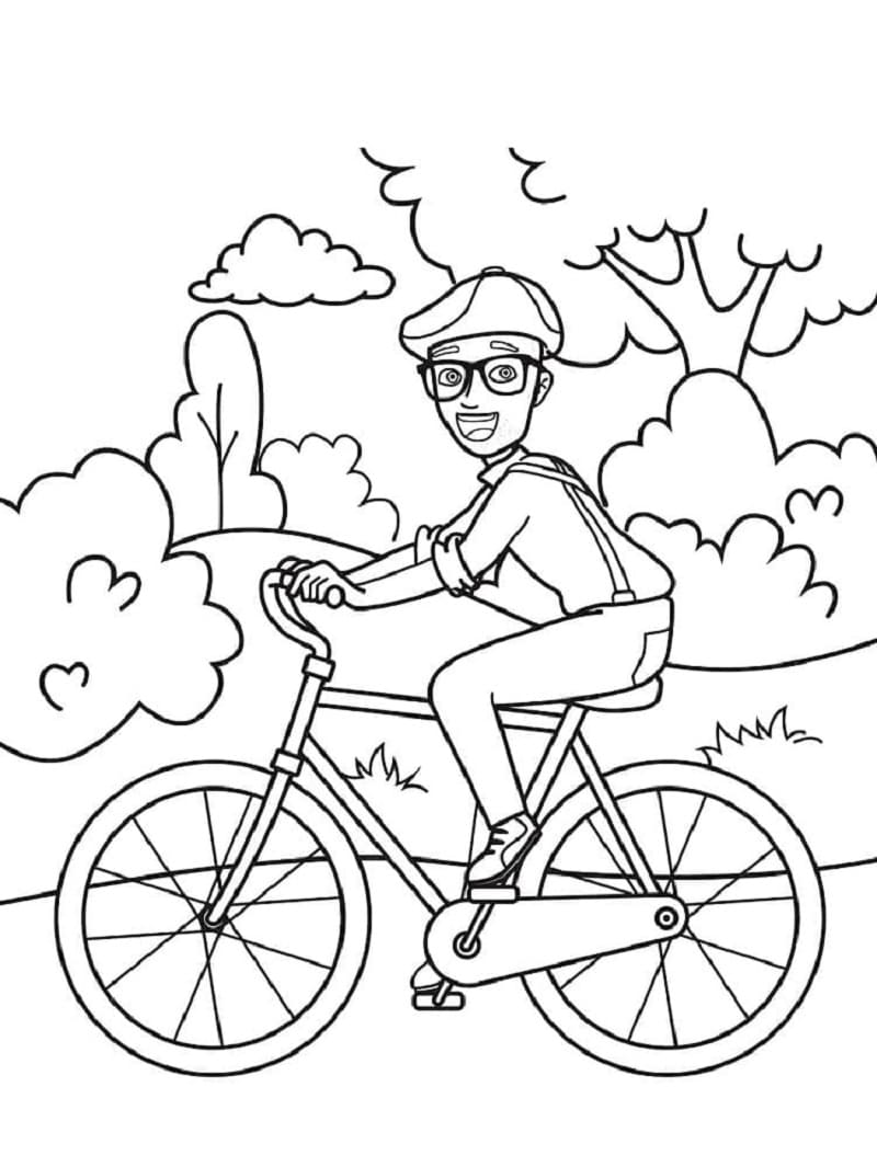 Printable Blippi and His Bicycle Coloring Page