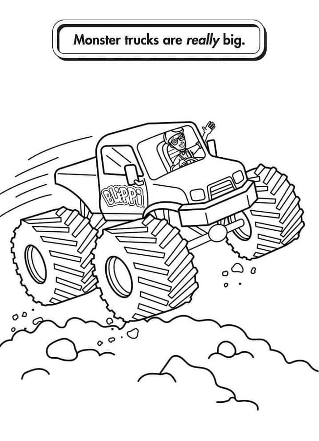 Printable Blippi and Monster Truck Coloring Page