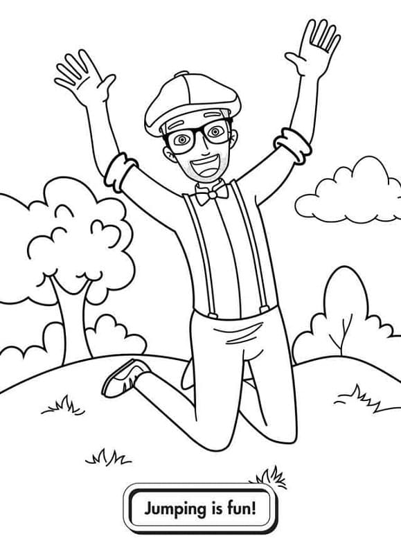 Printable Blippi is Jumping Coloring Page
