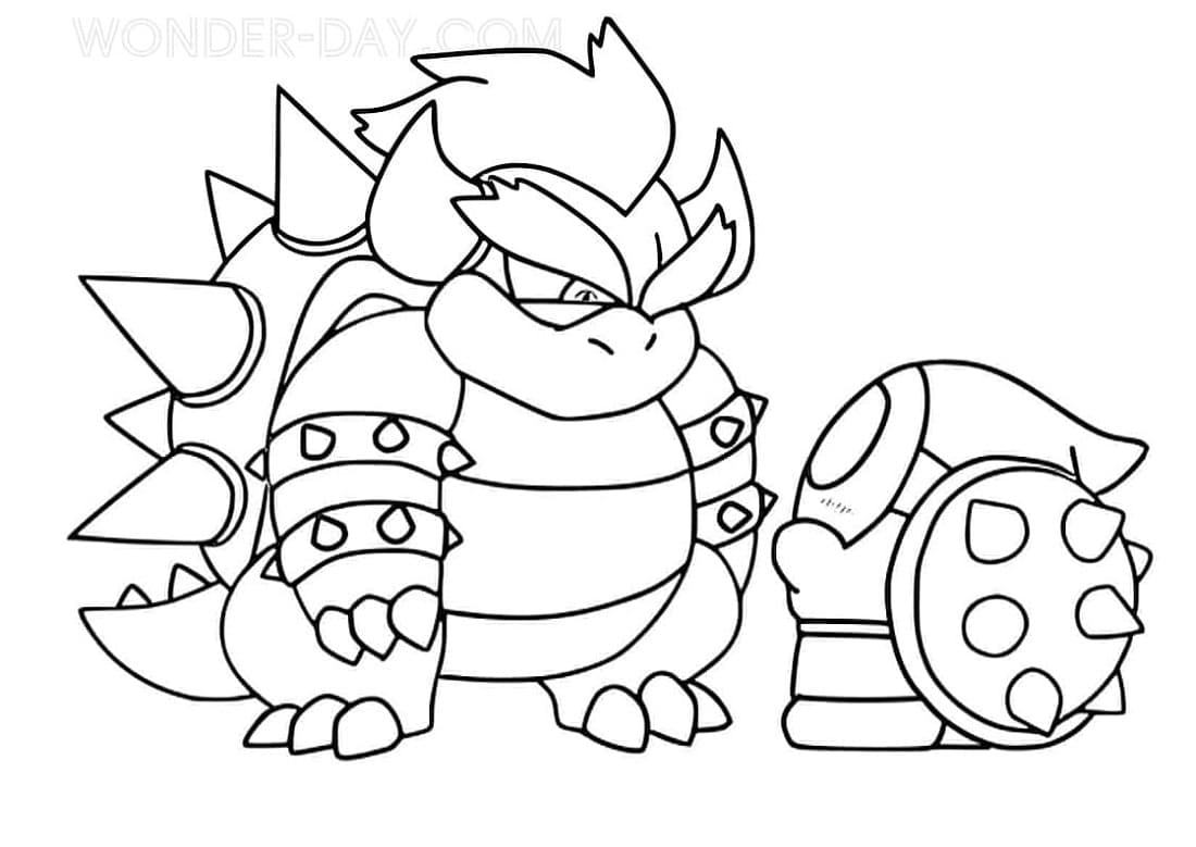 Printable Bowser and Shy Guy Mario Coloring Page