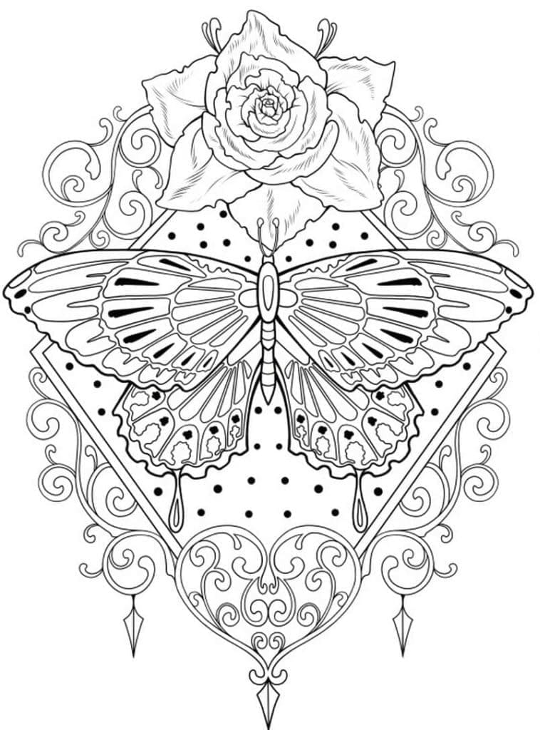 Printable Butterfly Tattoo Coloring Page