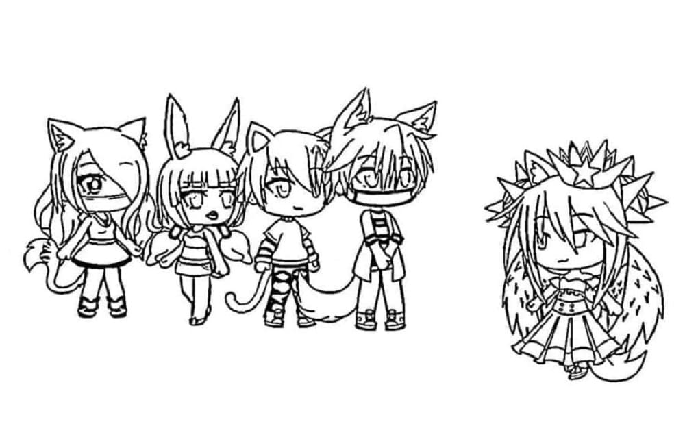 Printable Characters from Gacha Life Coloring Page