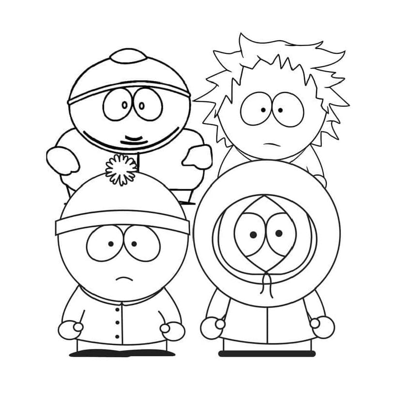 Printable Characters in South Park Coloring Page