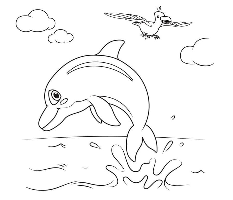 Printable Cocomelon Dolphin Coloring Page