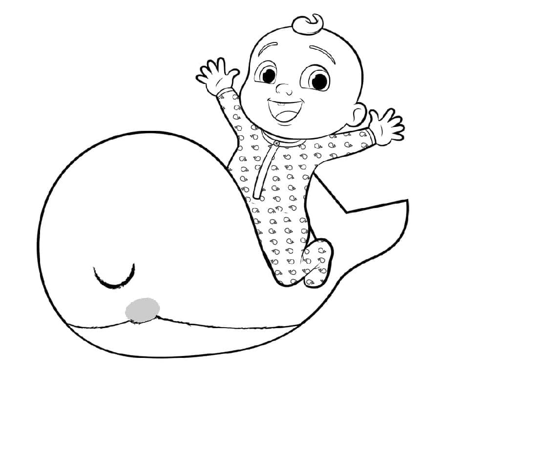 Printable Cocomelon JJ and Whale Coloring Page