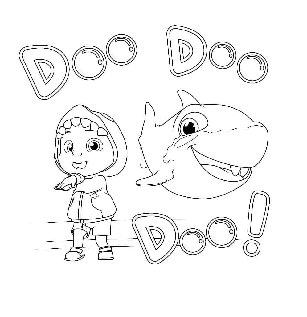 Printable Cocomelon and Baby Shark Coloring Page