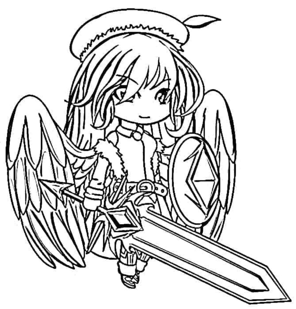 Printable Cool Angel in Gacha Life Coloring Page