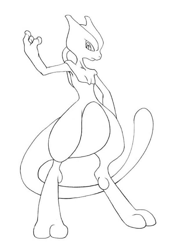 Printable Cool Mewtwo Coloring Page