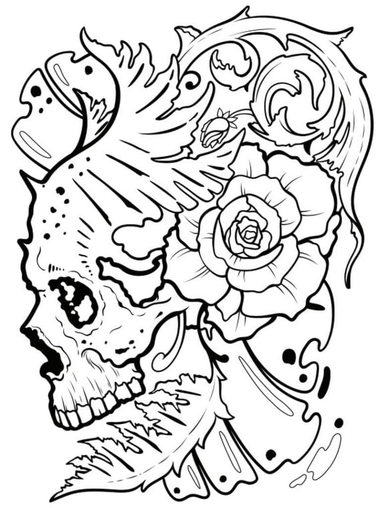 Printable Cool Skull Tattoo Coloring Page