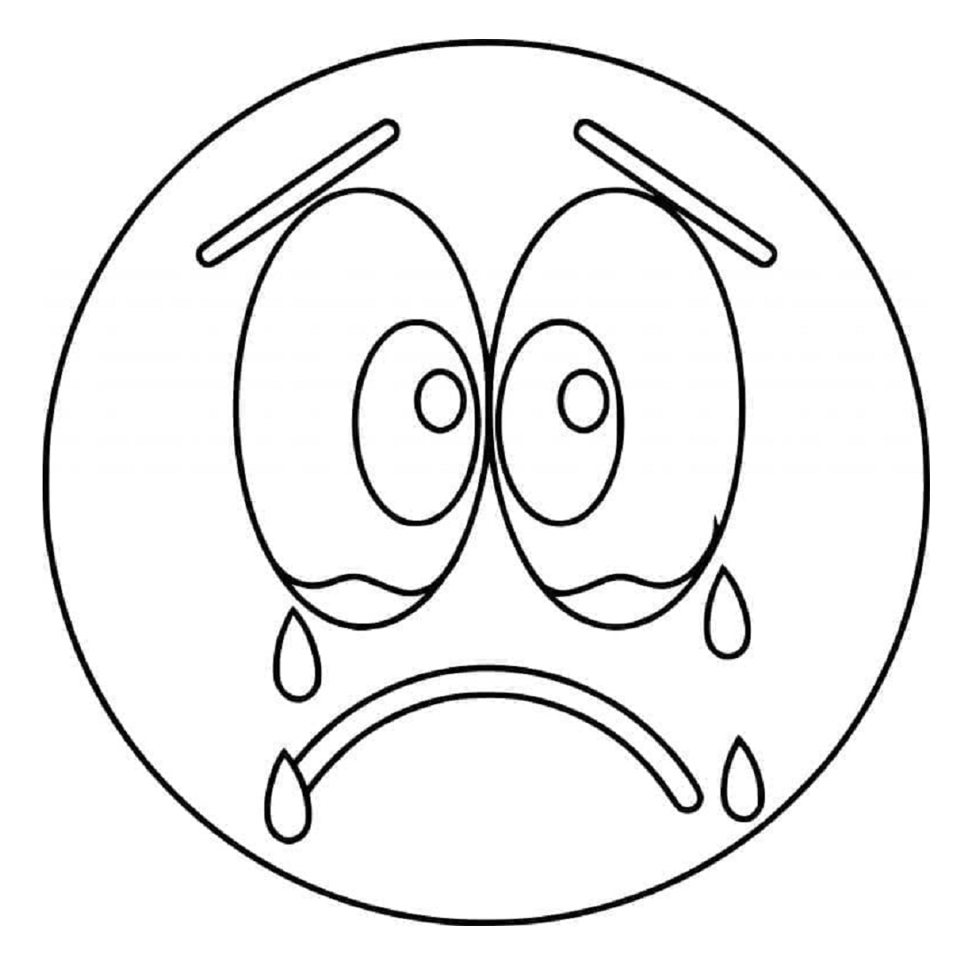 Printable Crying Emoji Coloring Page