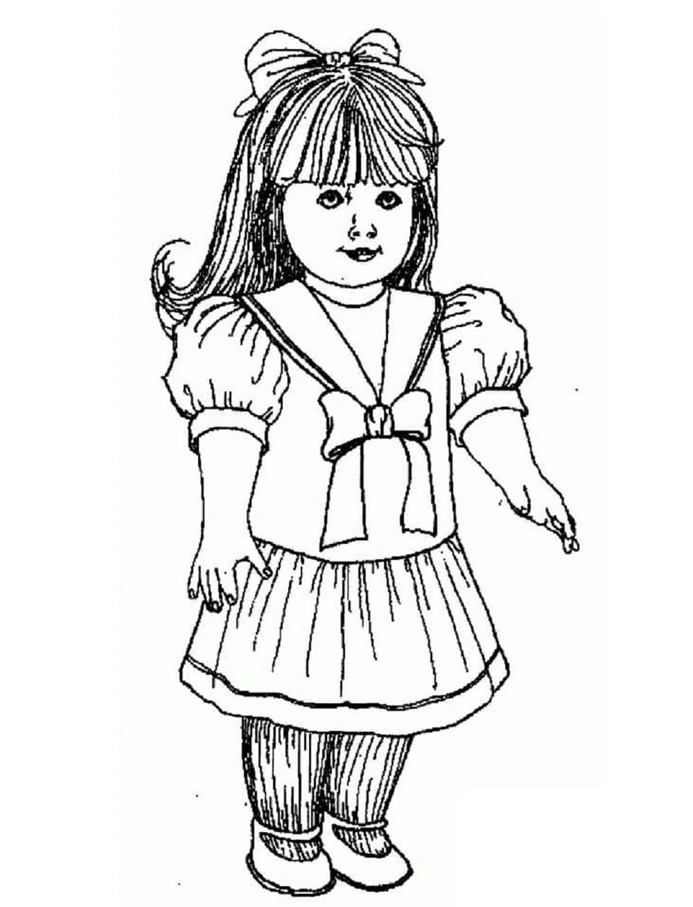 Printable Cute American Girl For Kids Coloring Page