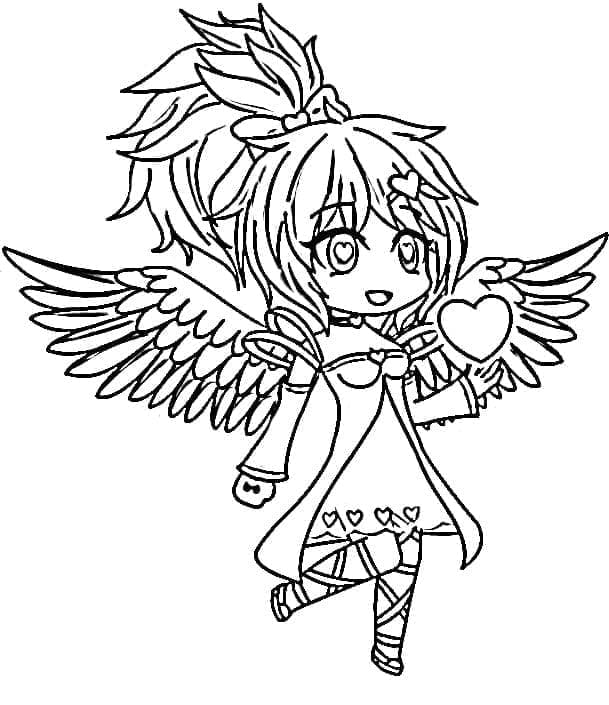 Printable Cute Cupid from Gacha Life Coloring Page