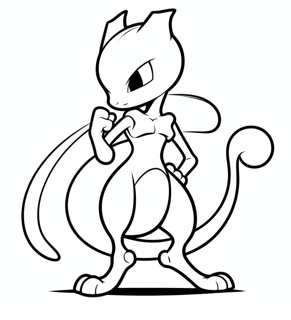 Printable Cute Mewtwo Coloring Page