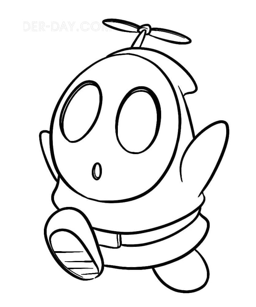 Printable Cute Shy Guy Mario Coloring Page