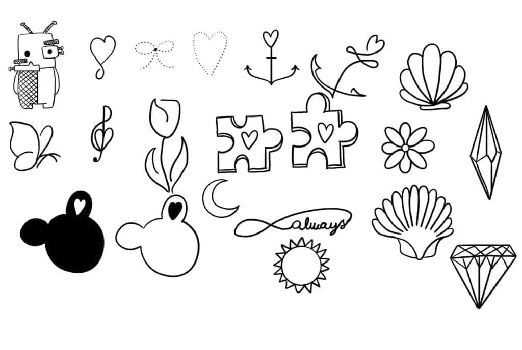 Printable Cute Tattoos Coloring Page