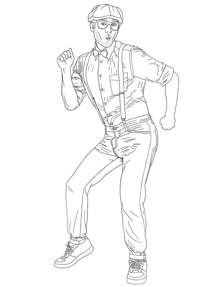 Printable Dancing Blippi Coloring Page