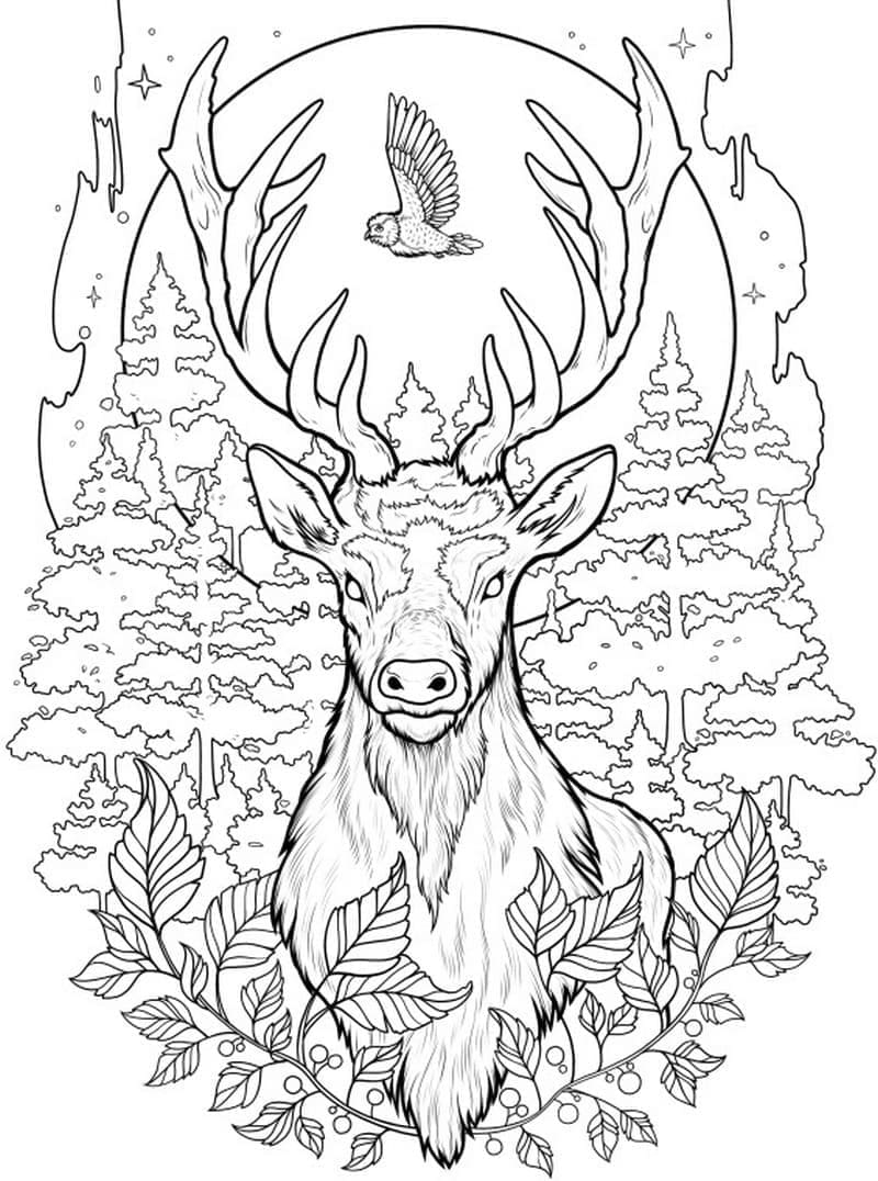 Printable Deer Tattoo Coloring Page
