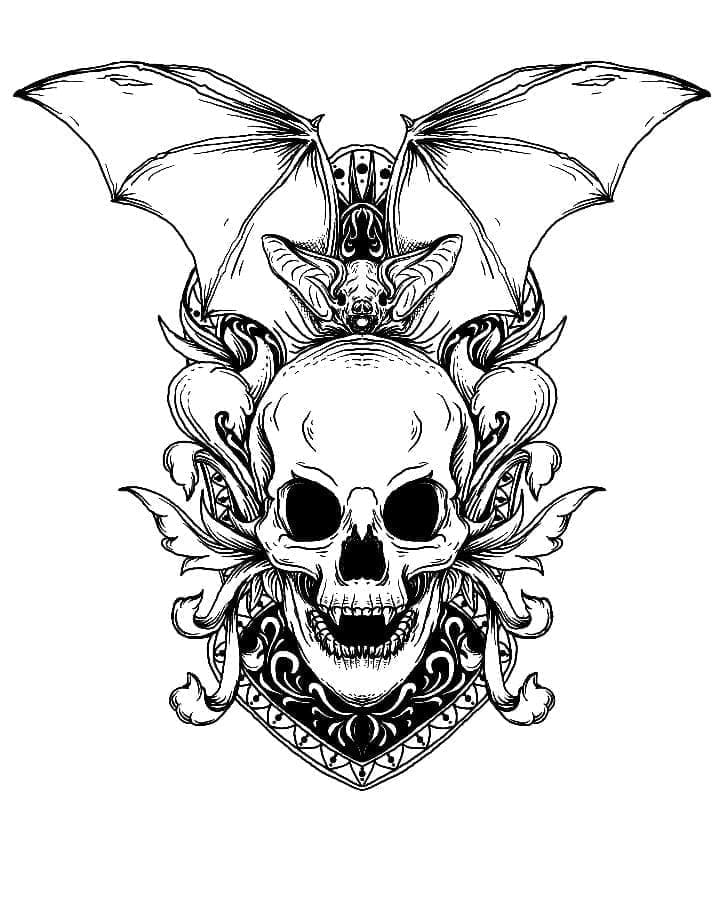 Printable Demon Skull Tattoo Coloring Page