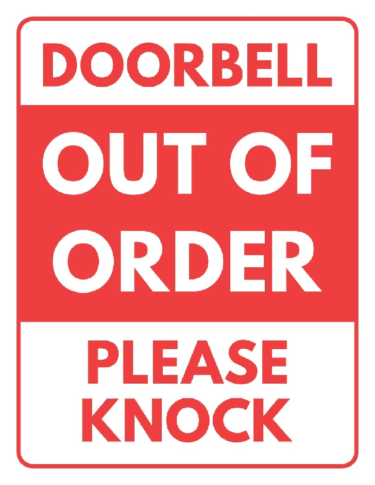 Printable Doorbell Out of Order Sign Please Knock