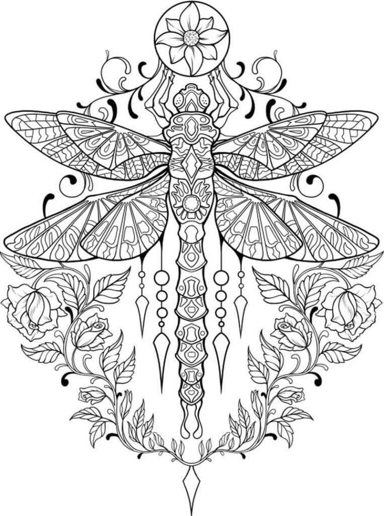 Printable Dragonfly Tattoo Coloring Page