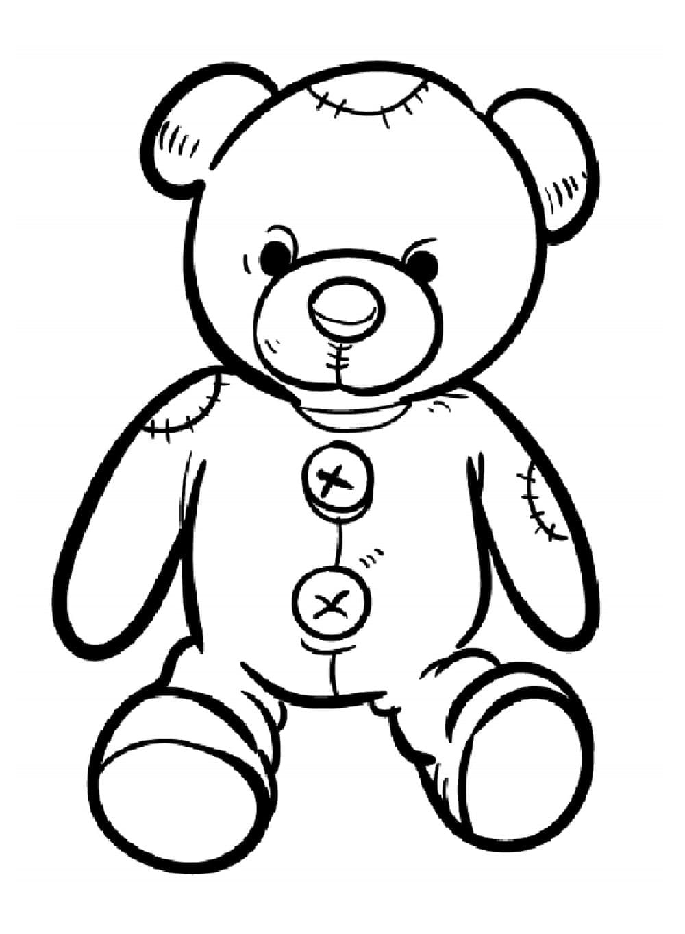 Printable Drawing Old Teddy Bear Coloring Page