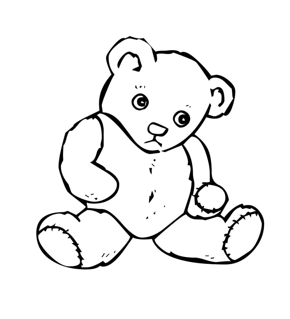 Printable Drawing Sad Teddy Bear Coloring Page