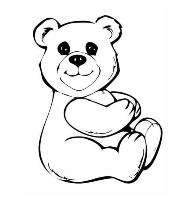 Printable Drawing Teddy Bear Sitting Coloring Page