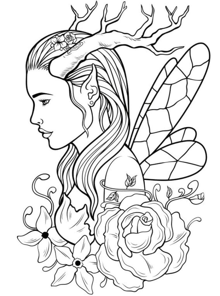 Printable Fairy Tattoo Coloring Page