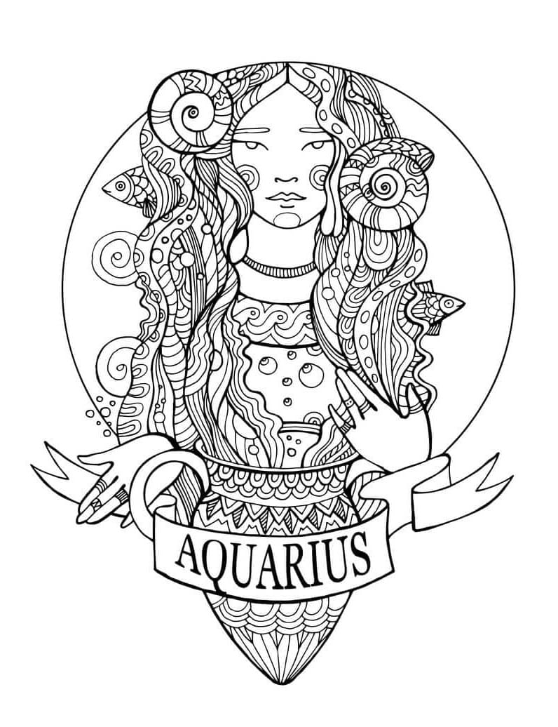 Printable Fantastic Aquarius Coloring Page