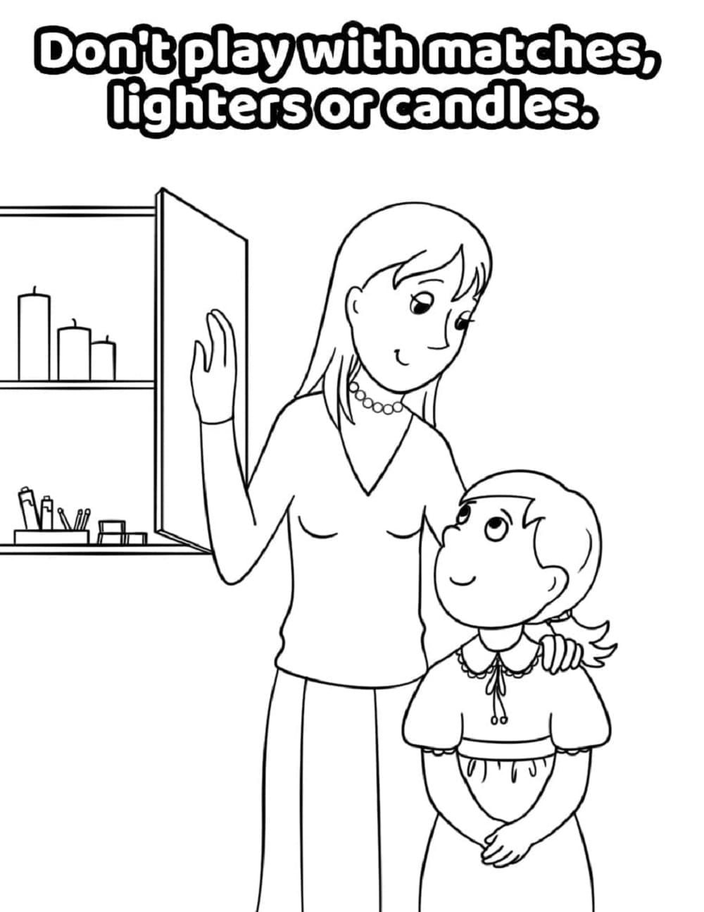 Printable Fire Safety Don't Play with Matches Coloring Page