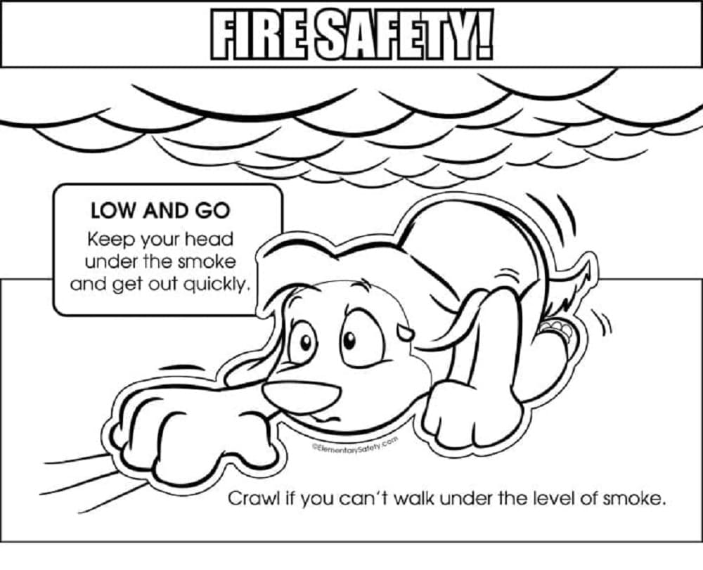 Printable Fire Safety – Low And Go Coloring Page