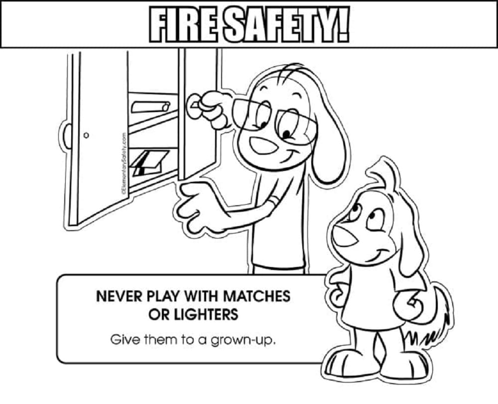 Printable Fire Safety – Matches And Lighters Coloring Page