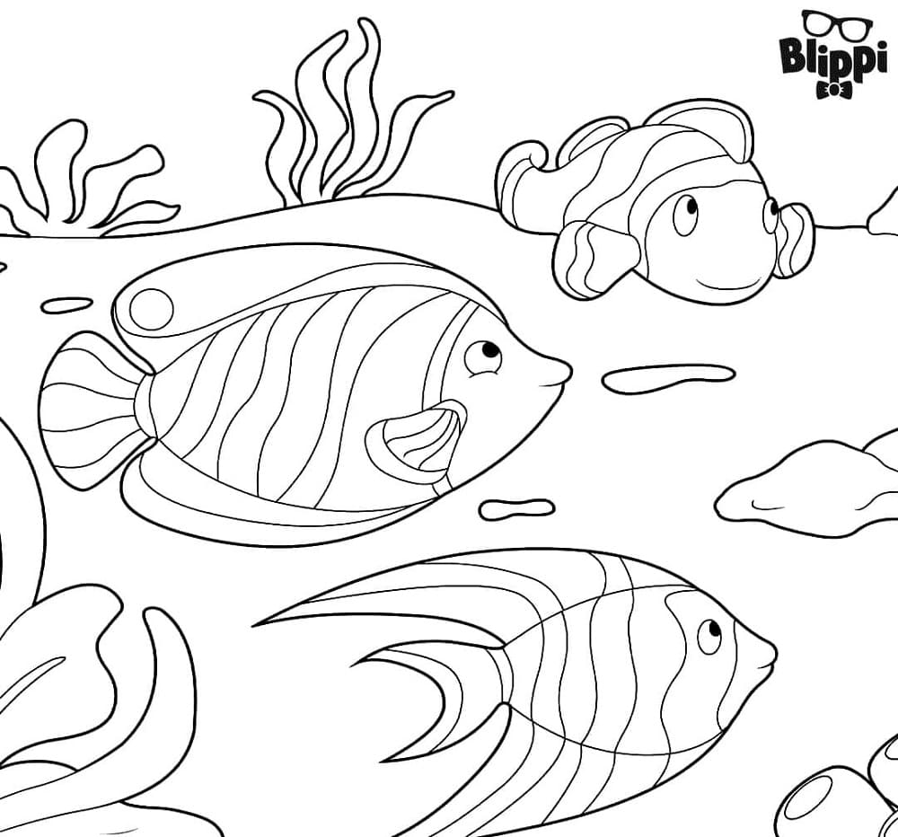 Printable Fishes from Blippi Coloring Page