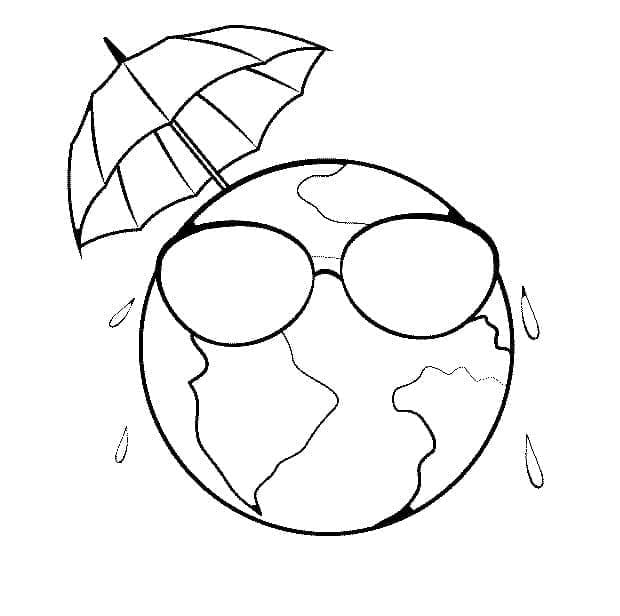 Printable Free Drawing of Global Warming Coloring Page