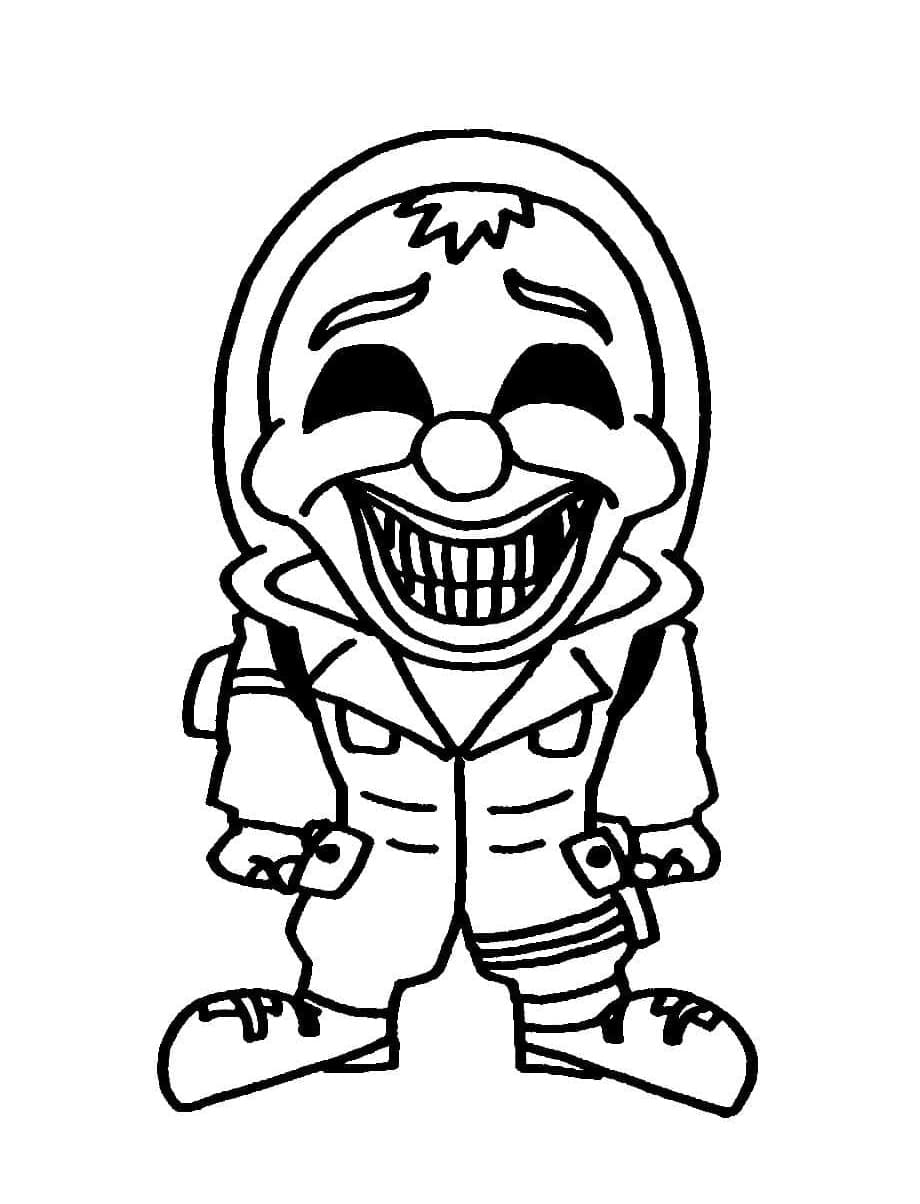 Printable Free Fire Chibi Clown Coloring Page