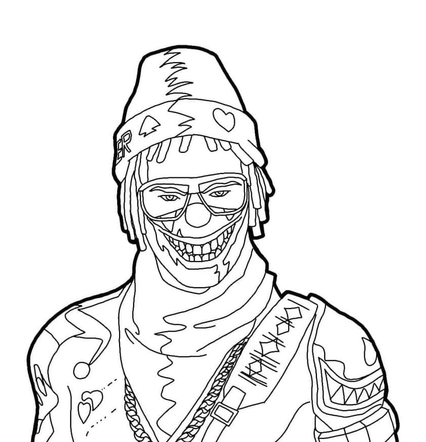 Printable Free Fire Joker Rapper Coloring Page