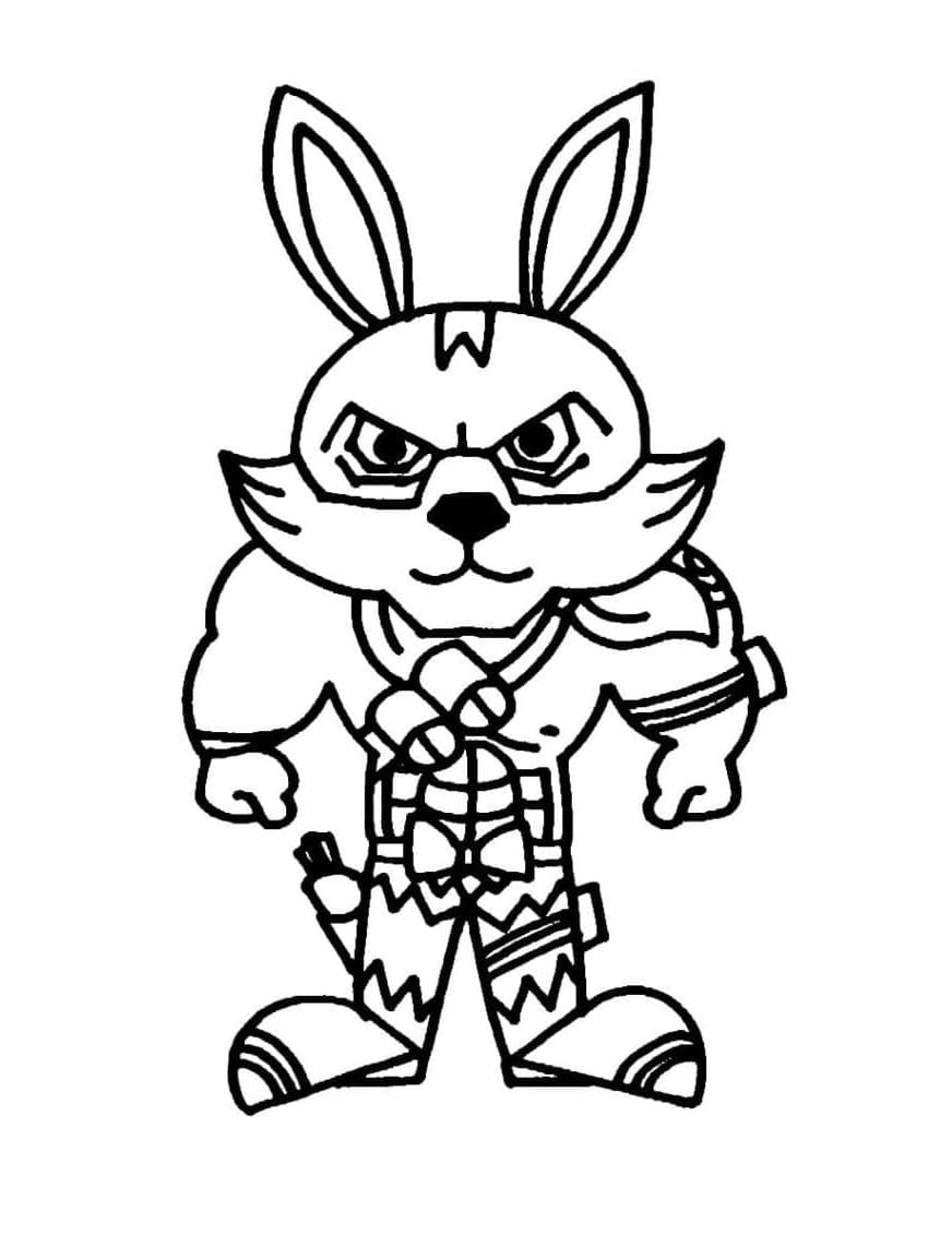 Printable Free Fire Rabbit Warrior Coloring Page